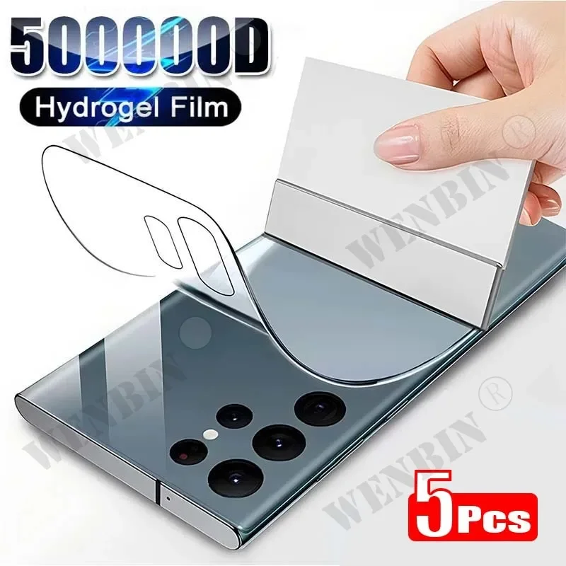 5Pcs Hydrogel Film For Samsung S24 S23 S22 S21 Ultra S10 S9 Plus Screen Protector For Samsung A55 A54 A35 A15 Back Film