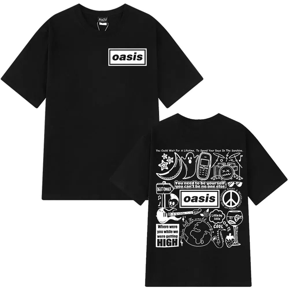 British Rock Band O-Oasis Live 25 Tour T Shirt Fashion Gothic Vintage Oversized T-shirt Men's Women Cotton Short Sleeve T-shirts