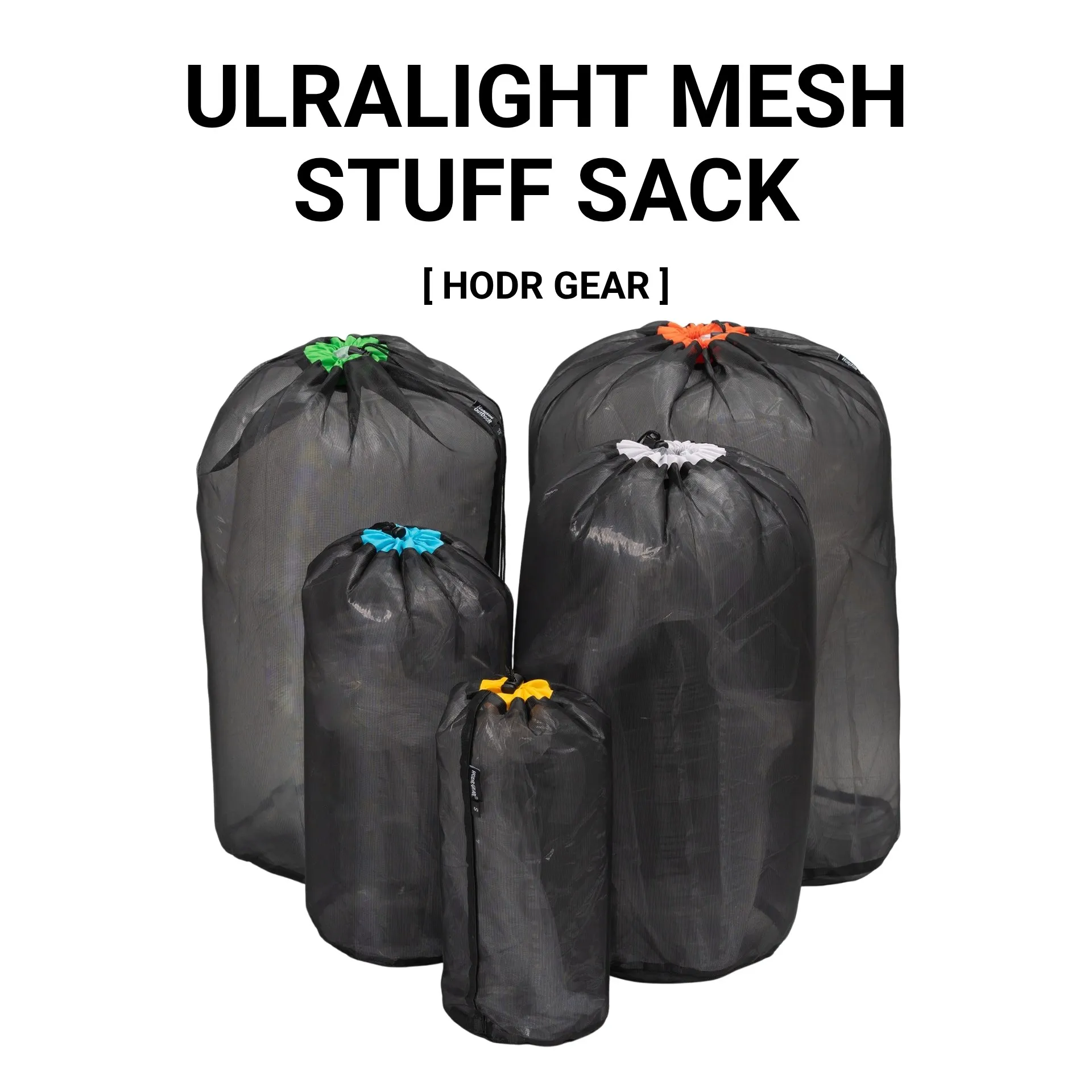 Ultraleichter Mesh-Stuff-Sack mit Kordelzug, Aufbewahrungstasche aus hochdichtem Nylon, Organizer-Beutel für Camping, Wandern, Kleidung, Schlafsack