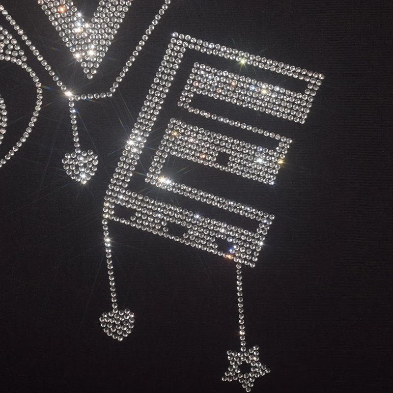 DIY Fashion Rhinestone Patch LOVE: Hot Pressed Rhinestone Patch for T-Shirts, Hoodies and Jeans