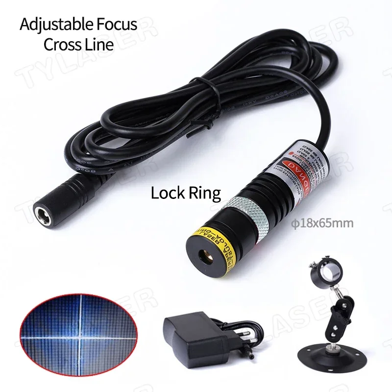 D18x65mm Focusable with Lock Ring 780nm IR Cross Line Laser 30mW 50mW 100mW Diode Module Cuting Positioning(Free with Adapter)