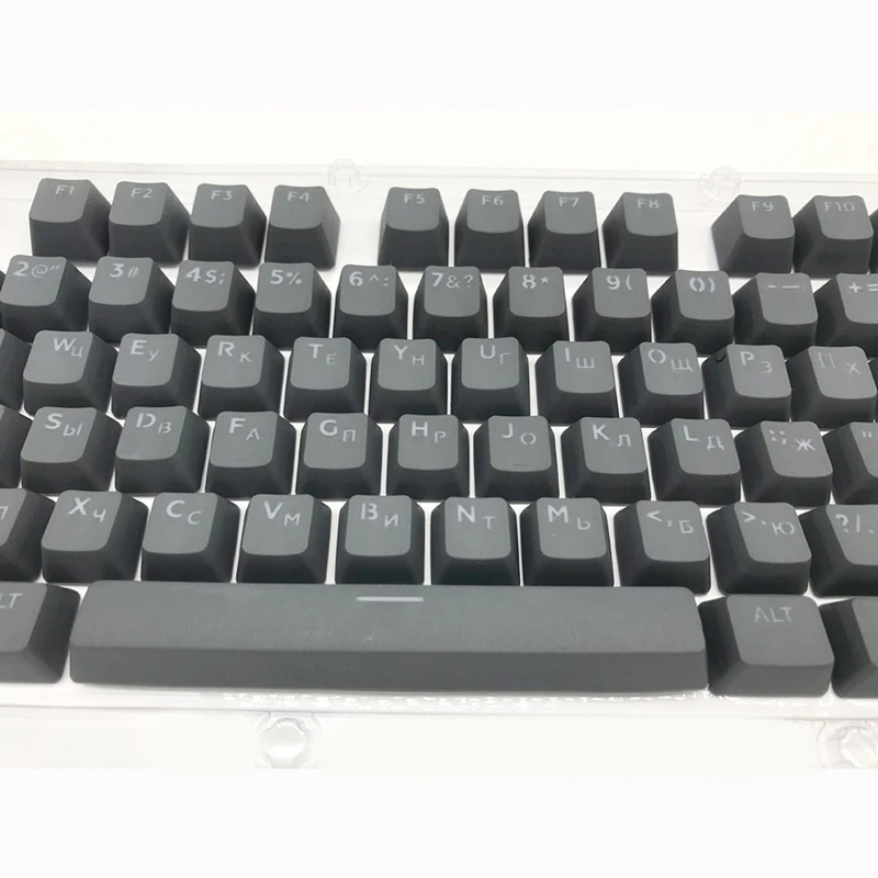 104 Tombol Retro Bulat Tombol Double Shot DIY Rusia Bahasa Inggris Lampu Latar PBT Mesin Tik Tombol untuk Backlit Berkelas Pemain