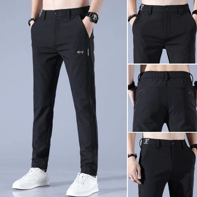 Men's Golf Pants Summer Elastic Thin Fast Dry Polyamide Fabric Sweatpants Fashion Men Golf Trousers Casual Work Pant Golf Wear