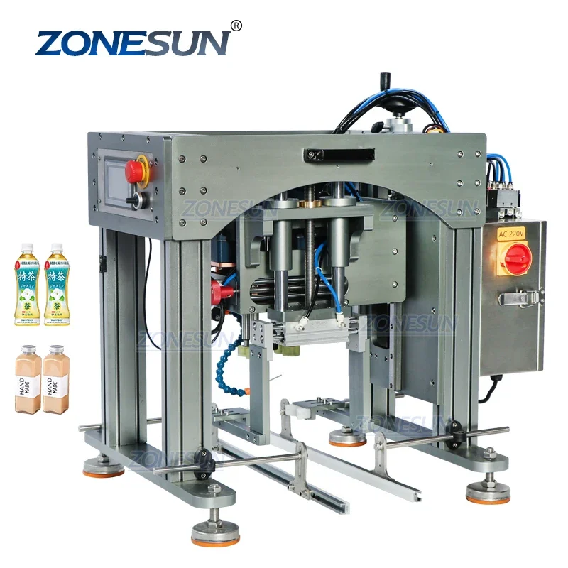 

ZONESUN Semi Automatic Cosmetics Beverage Glass Spray Bottle Plastic Caps Screw Capping Machine For Conveyor Belt