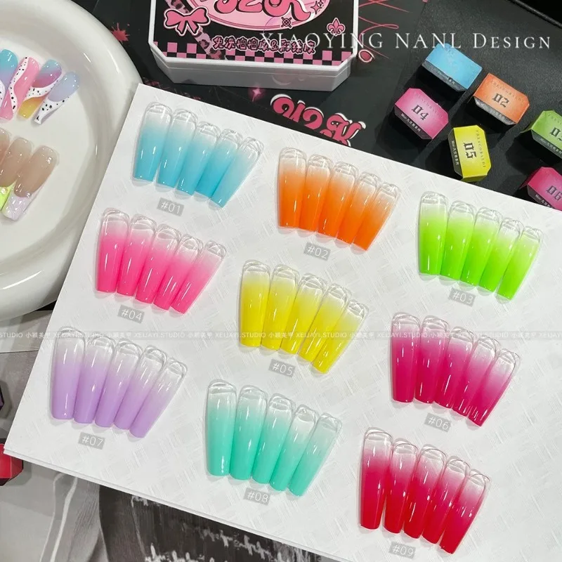 

9-цветная мини-сетчатая палитра, быстросохнущий гель-штамп, 2,5 г, неоновые флуоресцентные цвета для дизайна ногтей, маникюрный салон «сделай сам», для использования на вечеринке
