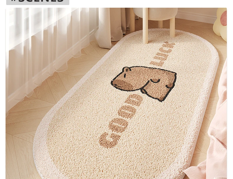 Bedroom Carpet Room Soft Fluffy Bedside Rug Cute Cartoon Capibara Rugs Long Home Decor Non-slip Floor Mat Alfombra De Dormitorio