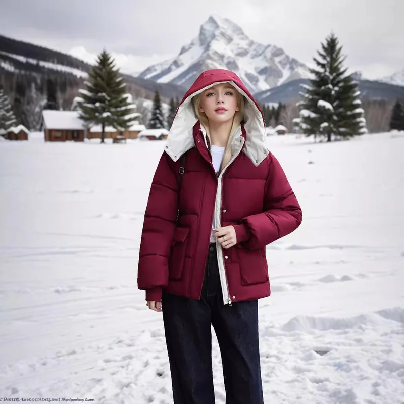 2024 nuovo inverno ispessimento caldo Parka allentato corto con cappuccio piumino imbottito cappotto da donna vestiti di pane Top da donna