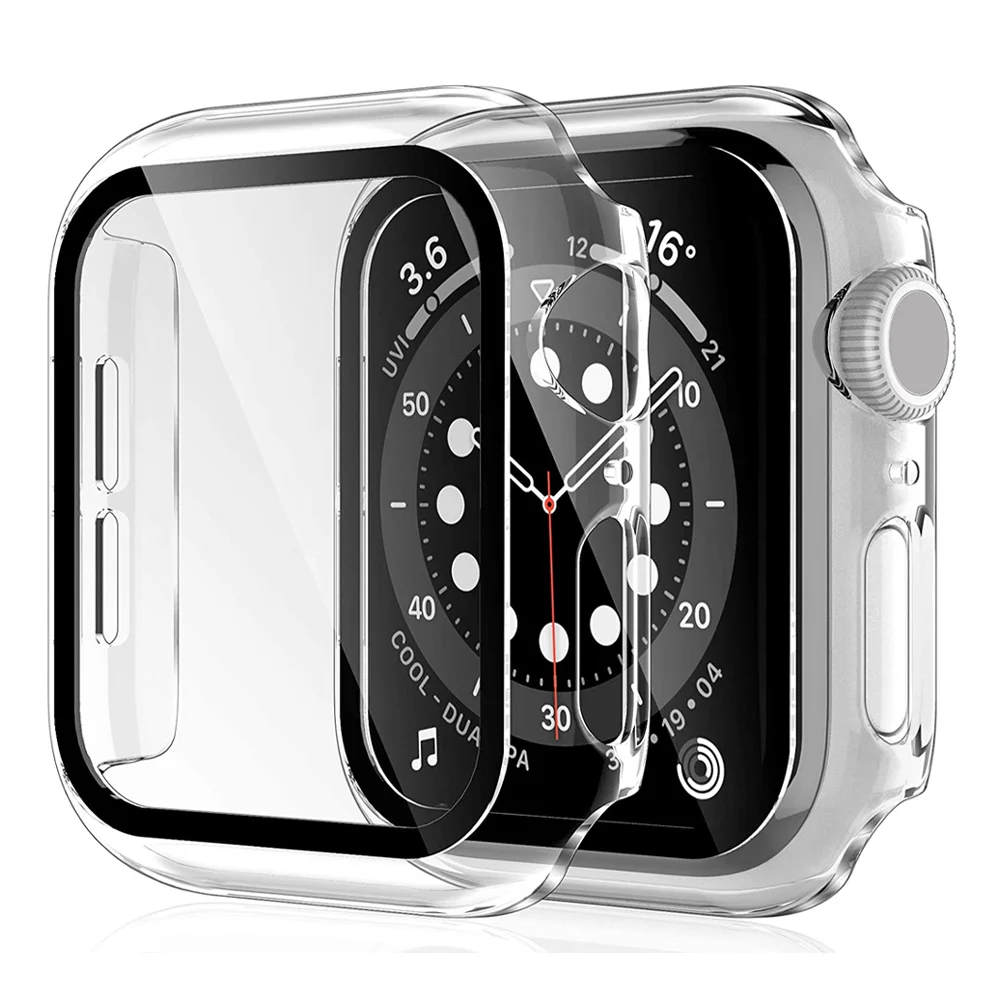 

Cover For Apple Watch case 45mm 41mm 44mm 40mm 42mm 38mm Screen Protector Tempered Glass+cover bumper iwatch series 7 6 5 4 3 SE