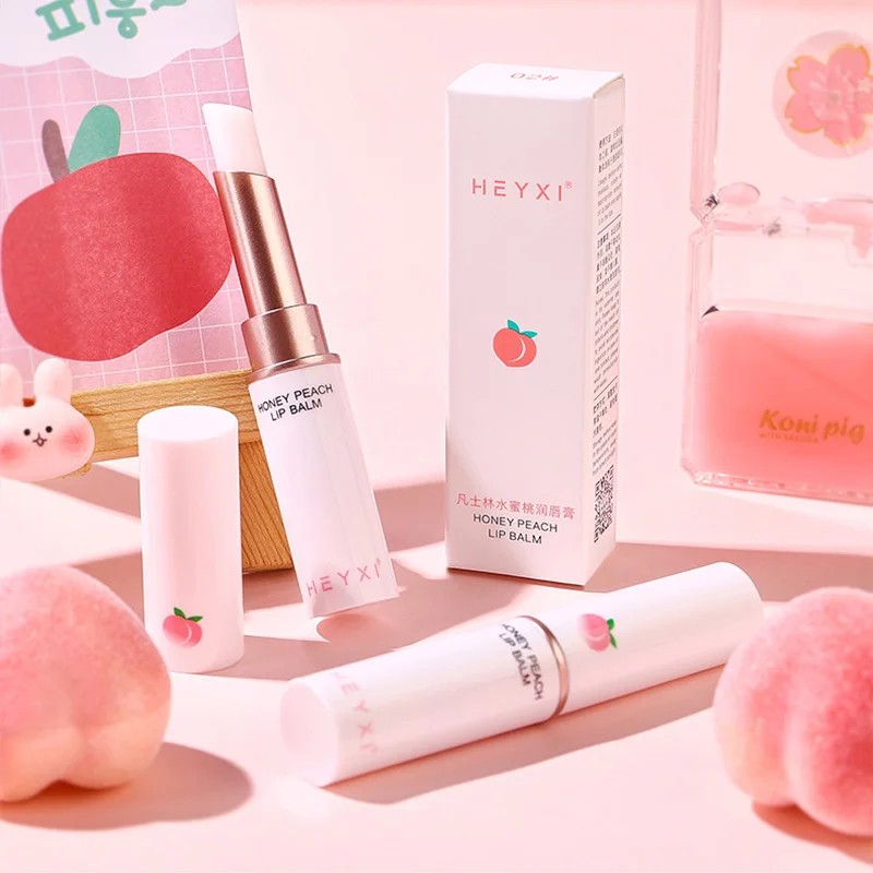 Heyxi Lip Balm Peach Flavor Warm Change Lip Balm Moisturizing Long-Lasting Moisturizing Student Party Applicable Lip Mask Natural Ingredients Refreshing Non-Sticky High-Looking Packaging Portable Compact Unisex