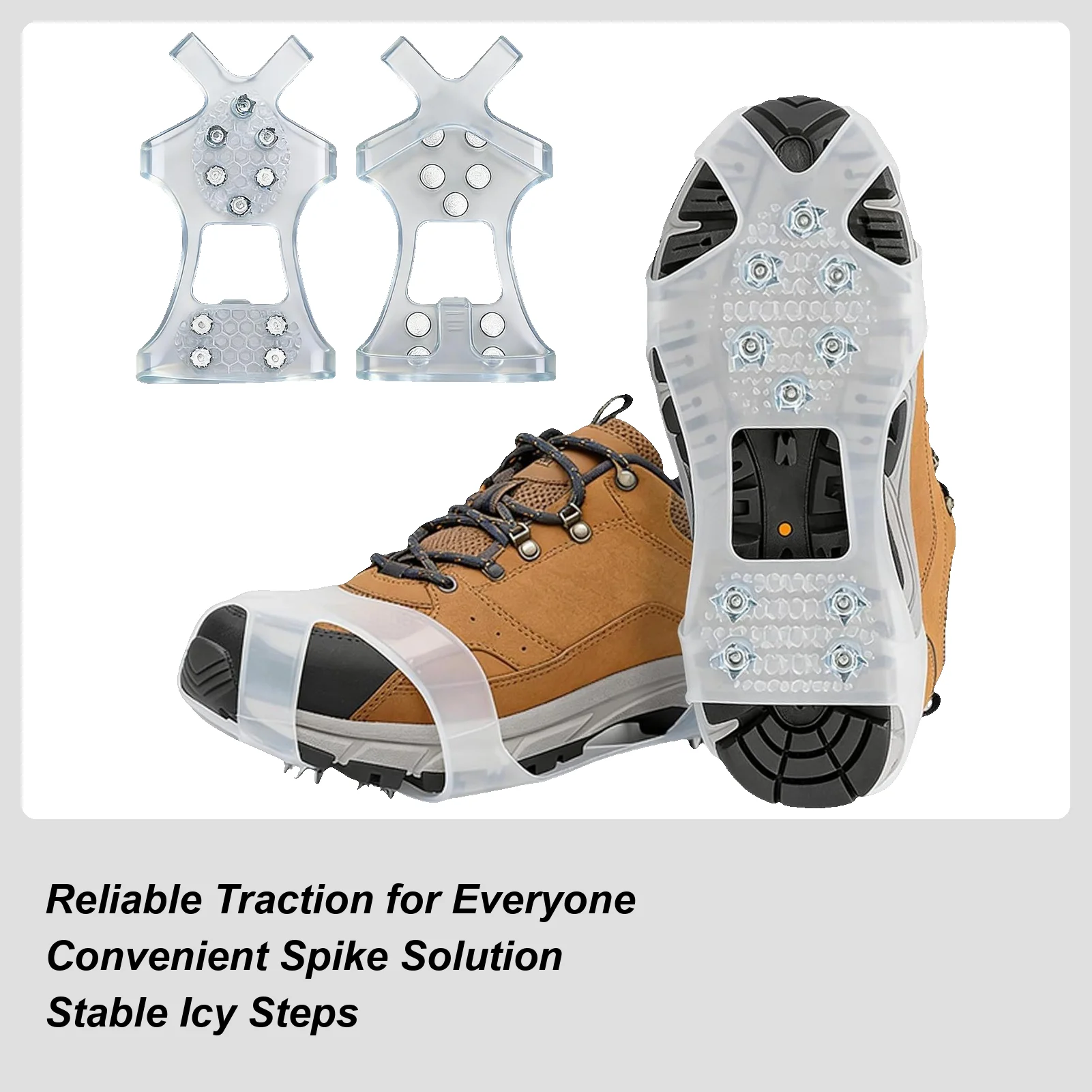 2pc 10 Steel Stud Crampons Snow Grips Cleats For Ice And Snow Anti-Slip Silicone Traction Cleats Hiking Walking Climbing Jogging