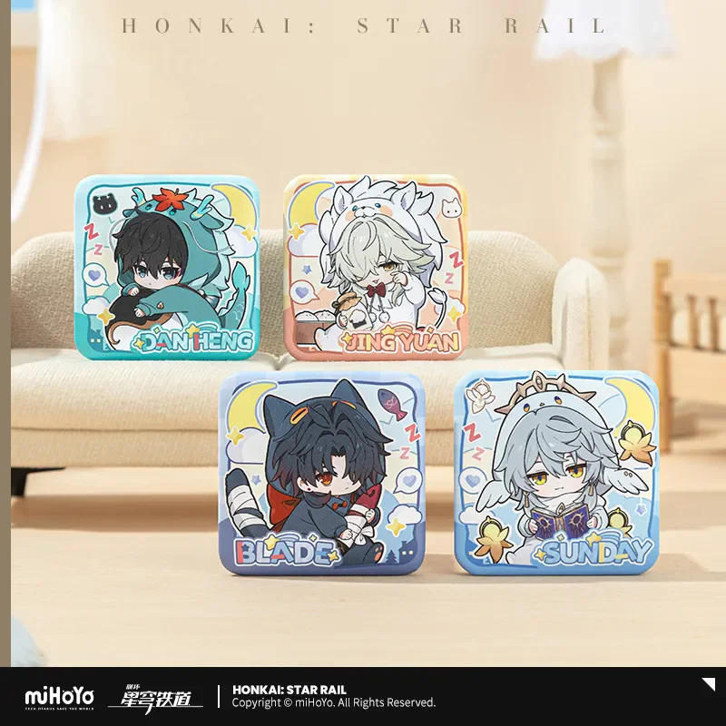 [Genuine] miHoYo Honkai Star Rail Male Dormitory Series Q-Version Square Badge Jing Yuan Dan Heng Sunday Anime Brooch Xmas Gifts