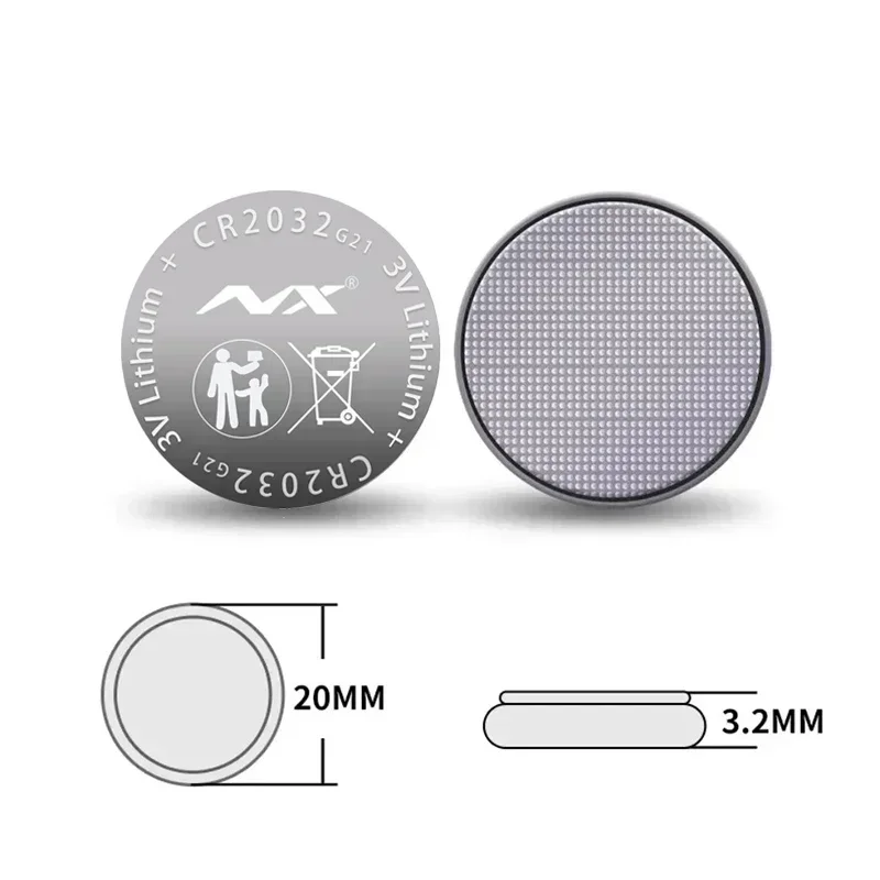 PURFIELD CR2032 3V Lithium Coin Button Battery Replacement Cell for Watch Toy Calculator Car Key Remote Control Small Devices