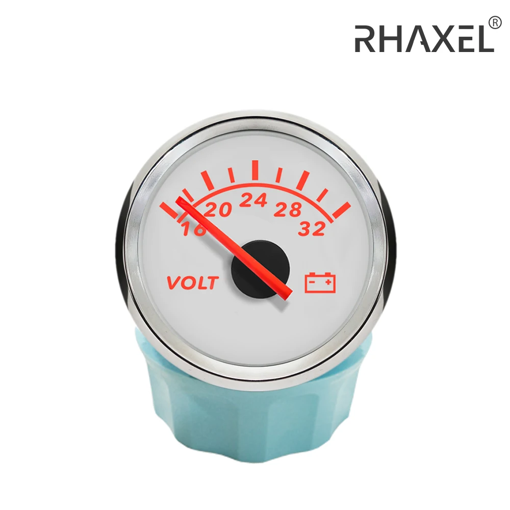 RHAXEL Newest Voltmeter Gauge Meter 12V 24V with Red Backlight for Car Motorcycle Trucks 52mm