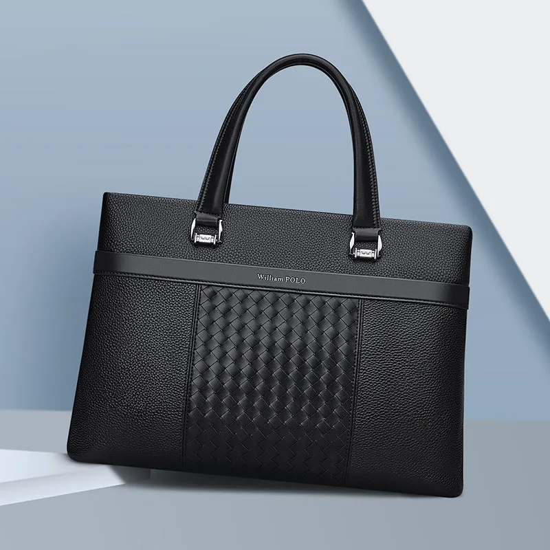 Men's Genuine Leather Bag Briefcase Genuine Leather Business Single Shoulder Men's Crossbody Large Capacity Casual Bag Handbag