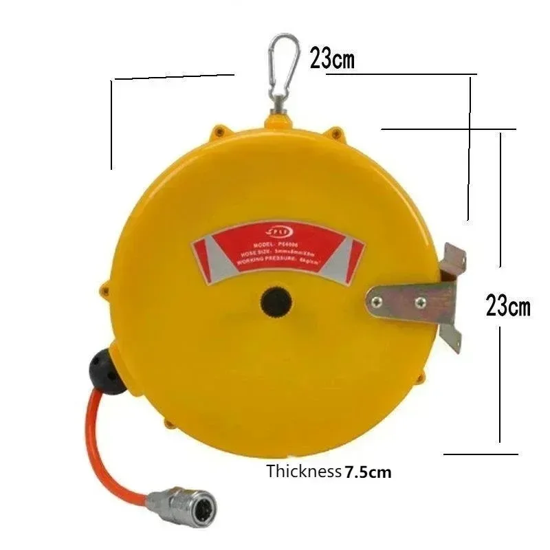 5mm*8mm 8M PU Pneumatic Air Tube Automatic Retractable Scroll Reel, 6kg/cm² Pressure Telescopic Hose Storage Winder Bobbin Drum