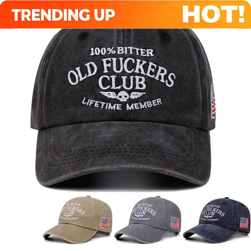 Customization Old Fuckers Club-Vintage Baseball Cap,100% Bitter Lifetime Member, Embroidery Distressed Soft Cotton Dad Hat Outdo