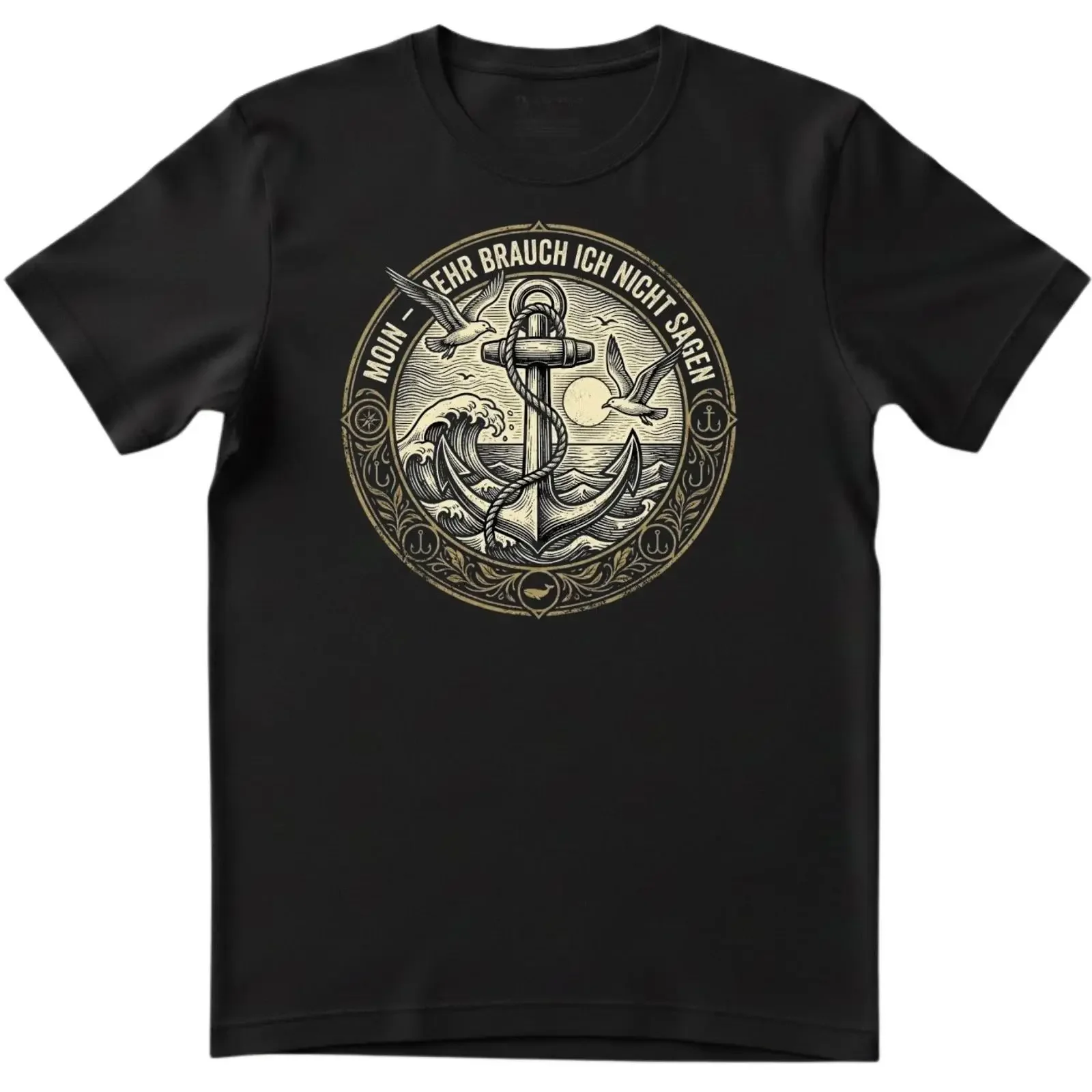 Herren T Shirt Moin Anker Meer Norddeutschland Möwe Spruch Lustig Geschenk vintage Washed Top For Everyday Wear Soft