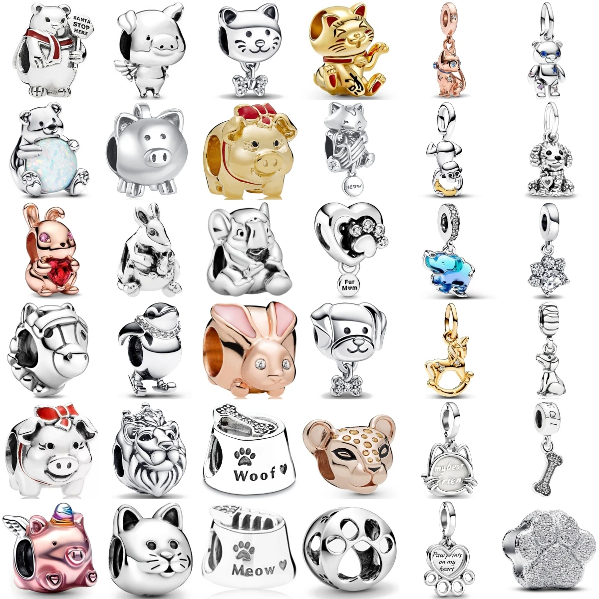 

Новая мода из стерлингового серебра 925 пробы, свиньи, кролики, собаки, пингвины, очаровательные бусины, подходят для оригинального браслета, аксессуары, ювелирные изделия своими руками