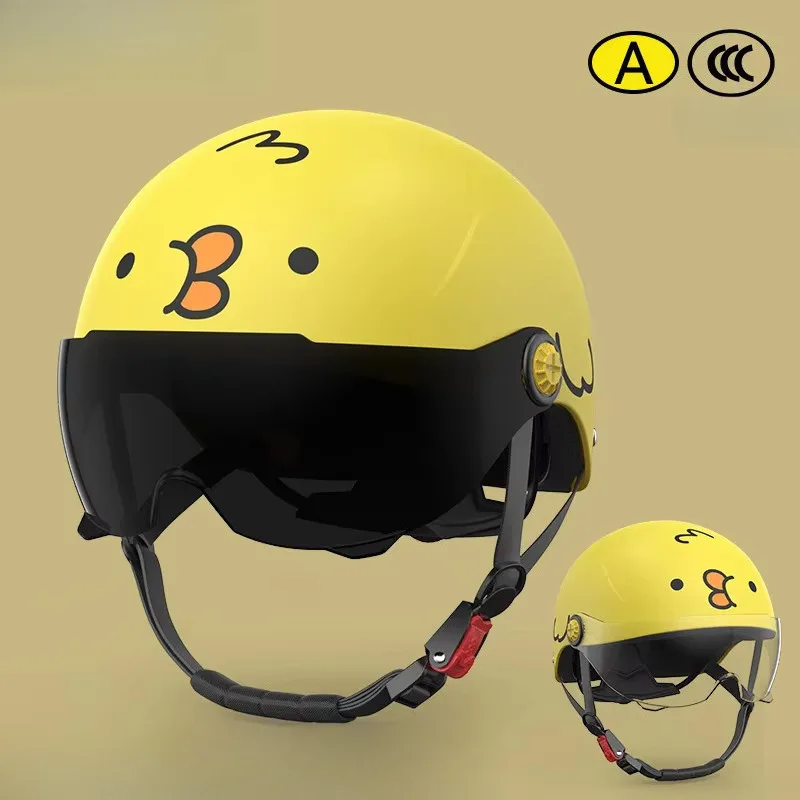Kids Cartoon Half Helmet | Summer Breathable Open Face Helmet with Visor | Safety Helmet for Boys Girls Electric Bike 48-54cm