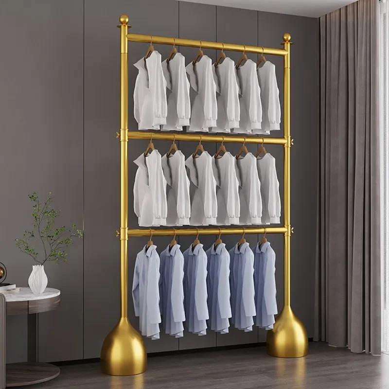 

OutdoorDouble-layer Drying Rack, Clothing Store Display Rack, Hanger Floor Rod, Bedroom Lifting High-end Cloakroom Hanging Rodlo