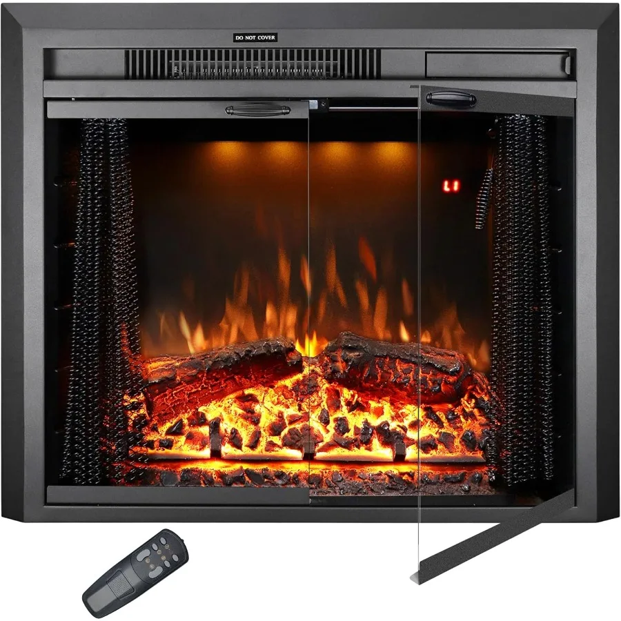 

25.4 Inches Electric Fireplace Insert with 750W/1500W Heating Capacity Adjustable Flame and Top Light Colors Realistic Fire Cra