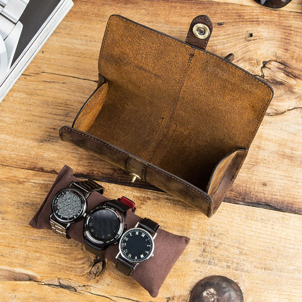 

Watch Case 3 Slots Travel Roll Box Organizer Holder for Men Women Compact Watch Storage Gift Box Mens Watches Case