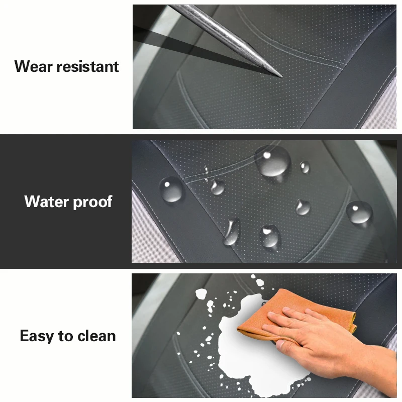 AUTO PLUS Car Seat Covers Artificial Leather With Bright PVC Sheet With 3 Zipper Car Accessories Interior Seat Cushion Protector