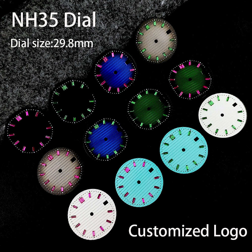 

Мужские автоматические часы NH35 с циферблатом 29,8 мм, нестандартным логотипом, без светящегося циферблата, подходят для аксессуаров для часов с механизмом NH35