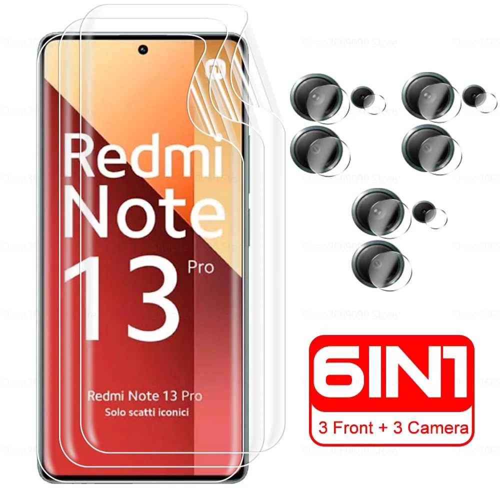 Redmy Note13Pro 4G Hydrogel Film 6in1 Camera Glass Screen Protector For Xiaomi Redmi Note 13 Pro 13Pro 2024 Soft Protective Film