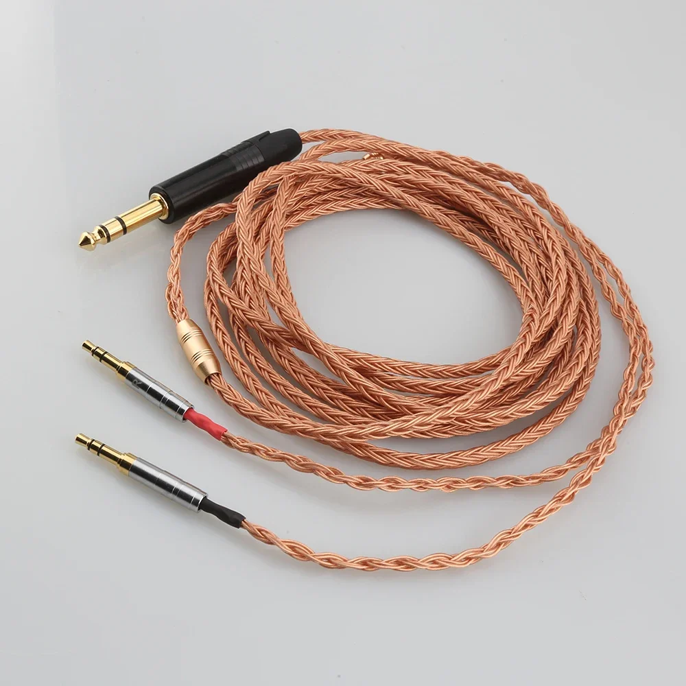 Kualitas Tinggi 6.35Mm Plug 16 Core 99% 7N OCC Kabel Earphone untuk Denon AH-D7200 AH-D5200 AH-D9200 3.5Mm Headphone Pin LN 006748