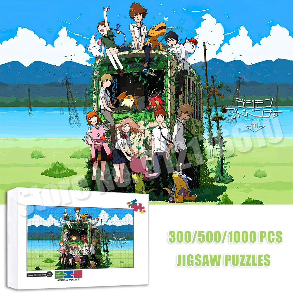 Digimon Characters and Partner Puzzles for Adults 300/500/1000 Pieces Digital Monster Jigsaw Puzzle Diy Game Toys Kids Gifts