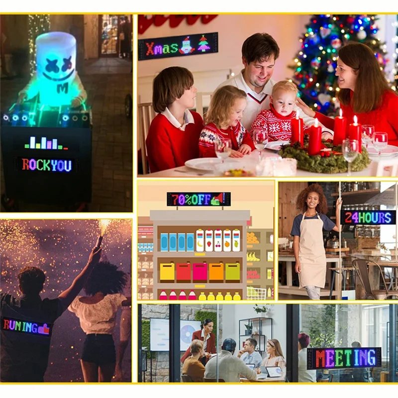 FULL-LED Pixel Panel,USB 5V Flexible LED Module RGB Scrolling Text Animation Display,Bluetooth APP,16X32 Leds 7X17cm Durable