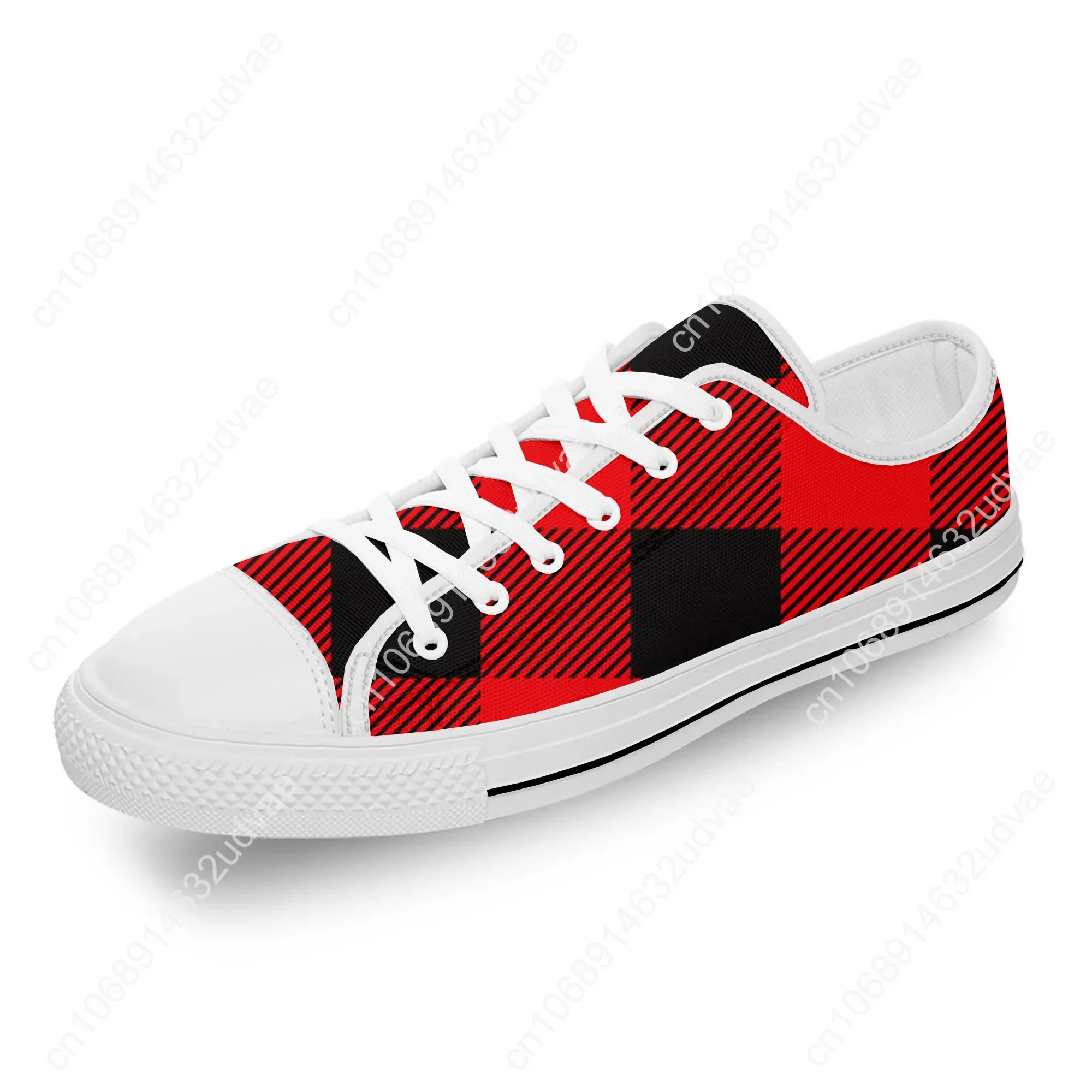 Buffalo Plaid Pattern Cool Cute White Cloth 3D Print Low Top Canvas Fashion Shoes Men Women Lightweight Breathable Sneakers