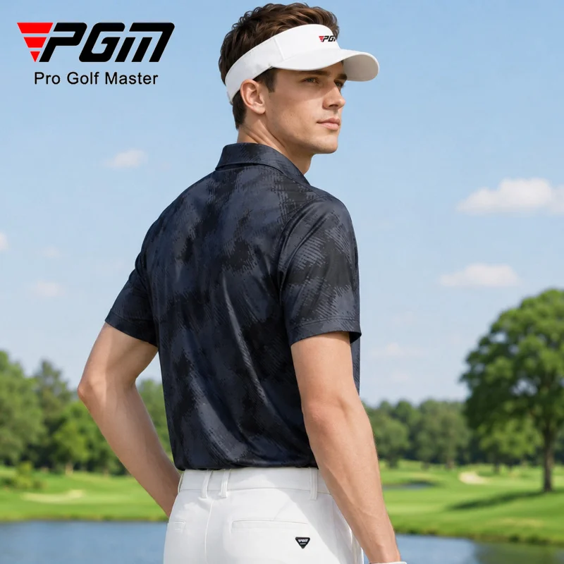 PGM Golf Men Summer Short Sleeved T-shirt Soft Polo Sweater Moisture Absorbing Quick Drying High Elasticity Sports Top YF914