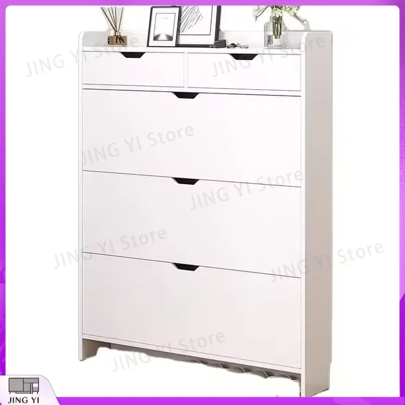 

Wooden Shoe Cabinet Modern Standing Entryway Storage Organizer for Shoes with Adjustable Shelves Home Office Living Room