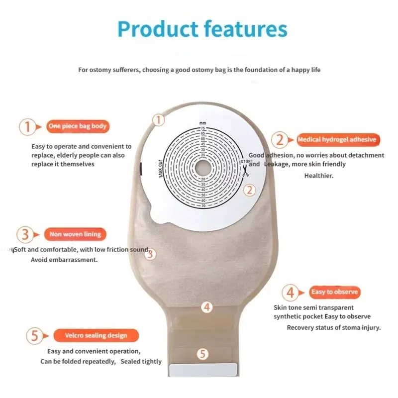 Ostomy Bags One Piece Drainable Pouches for Colostomy Ileostomy Stoma Care15-75mm Economical Drain Valve Colostomy Bags10