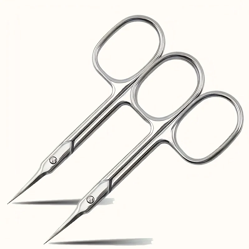 2pcs Stainless Steel Precision Curved Scissors for Manicure and Pedicure Ergonomic Design for Dead Skin,Hangnail,Callus Removal