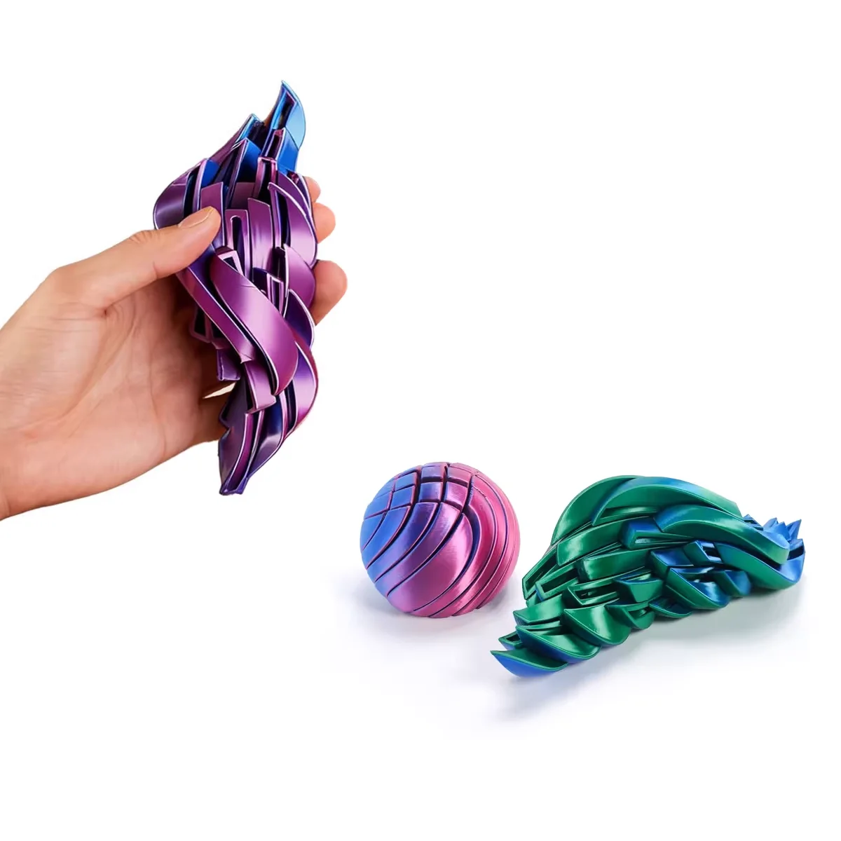 Twistsphere Kinetic Desk Ornament: Bola de arte mecánico impresa en 3D, decoración para oficina ejecutiva, escultura giratoria con efecto degradado
