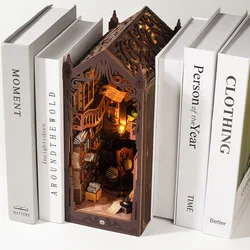 DIY Book Nook Insert Shelf Kits Wooden Miniature Building Kit Magic Library Bookend Assembled Bookshelf Home Decoration Gifts
