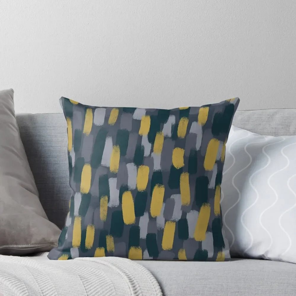 

Abstract Grey and Mustard Yellow Ochre Paint Brush Effect Throw Pillow Cushions Home Decor sleeping pillows pillow