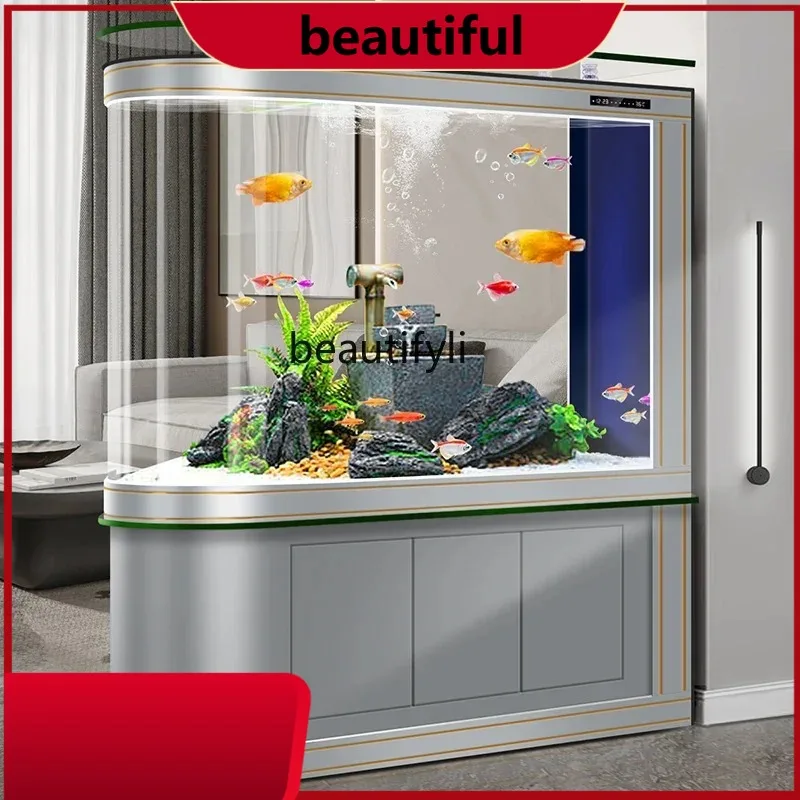 

H Home Partition Fish Tank Aquarium Bottom Filter Change Water Floor Integrated Explosion-Proof Glass CylinderH