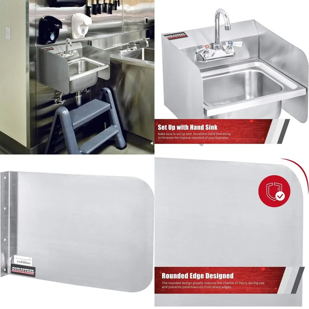 

20 x 12 Commercial Wall-Mounted Stainless Steel Sink & Fryer Splash Guard - Kitchen Safety & Hygiene Shield