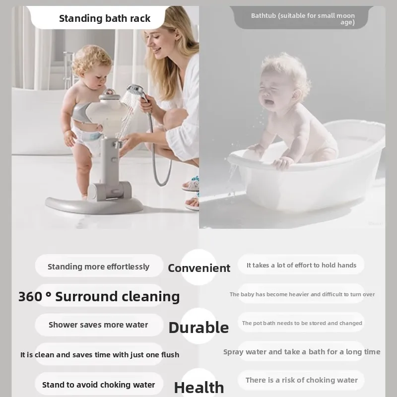 Przenośne, antypoślizgowe stojaki do kąpieli dla niemowląt w kształcie kaczki, pomocnik pod prysznic z regulowaną długością, samodzielnie stojące do kąpieli stojącego dla maluchów.