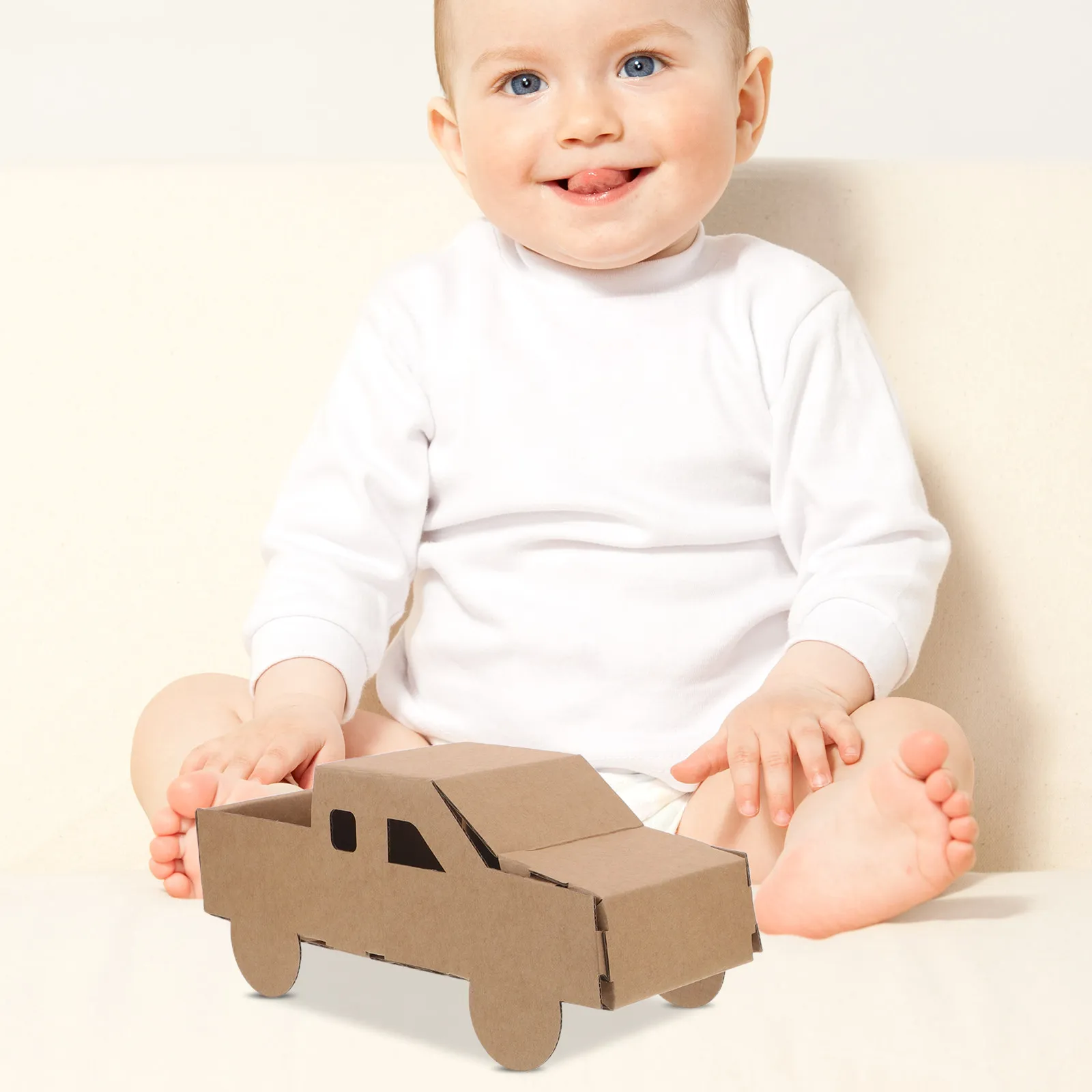4Sets Cardboard Car for Kids DIY Assembly Paper 3D Puzzle Educational Vehicle Craft Kit for Birthday School Project Activity