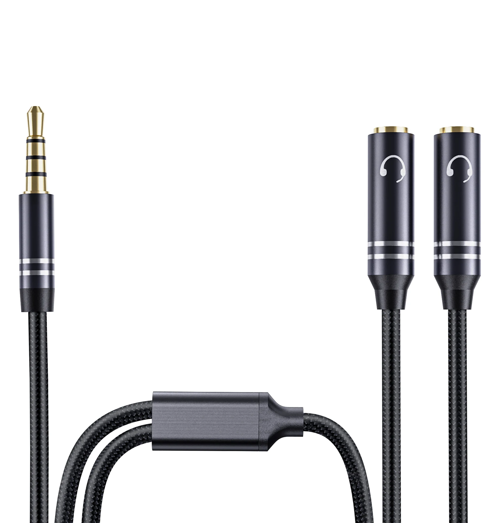 3.5mm Headphone Splitter, Hi-Fi Sounds Extension Cable Audio Stereo Y Splitter, 3.5 mm Male to 2 Female (TRRS - 4 Pole) Headset