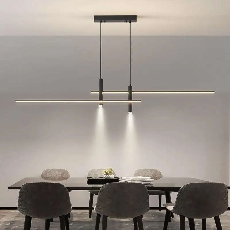 Nordic restaurant chandelier minimalist strip light modern minimalist bar table light with spotlight restaurant SCR