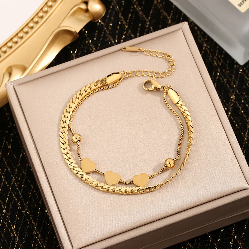 10 Pieces Stainless Steel Multi Layer Wrapping Design Bracelet Valentine's Day Love Gift Fashion Jewelry for Women