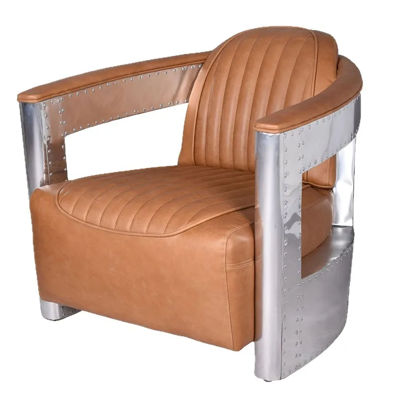 

American leisure chair retro industrial style aluminum leather cigar chair British godfather chair cafe homestay tea space singl