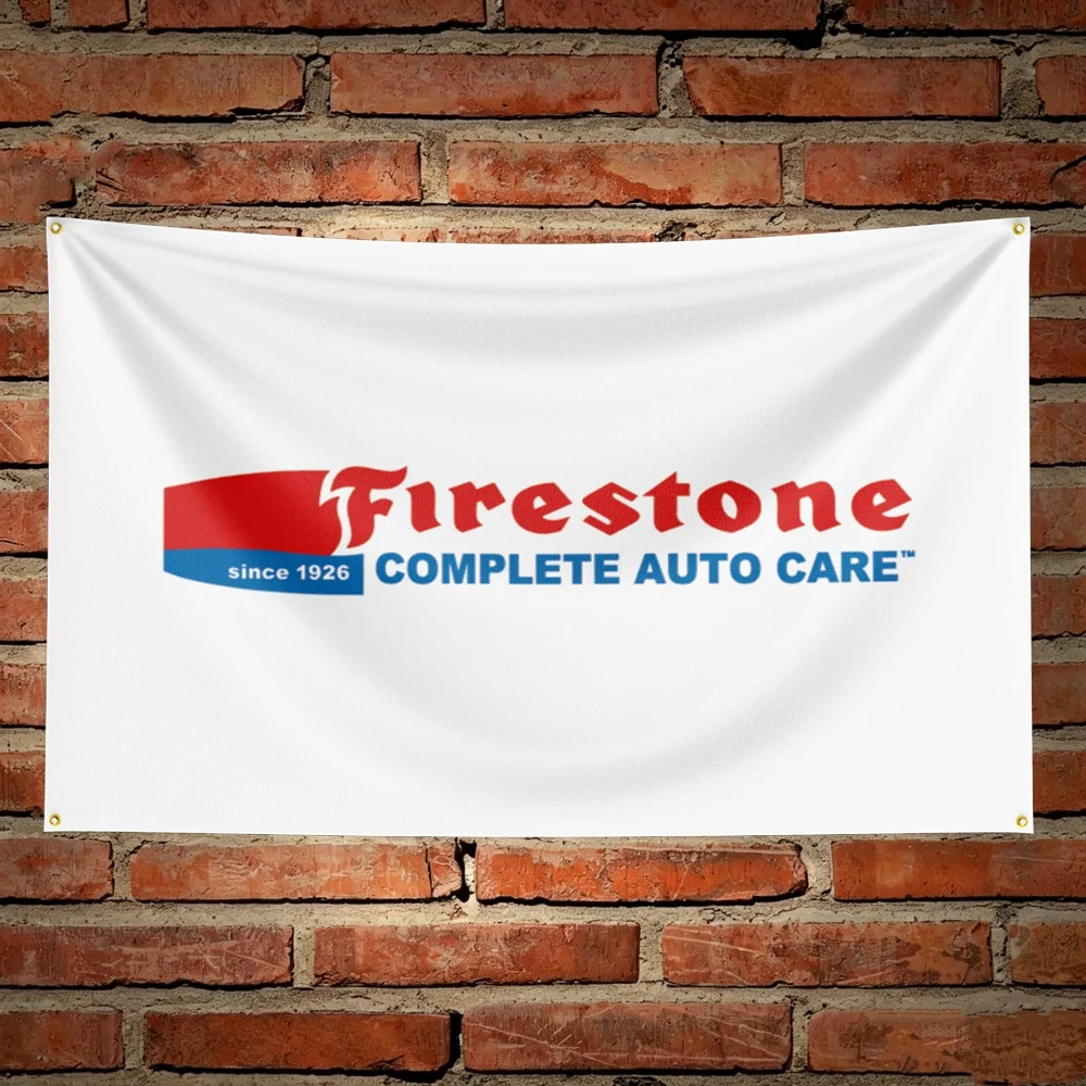 Custom Car Parts Firestone Flag Banner Car Enthusiast Wall Hanging Tapestry for Man Cave Workshop Home Party Garage Display