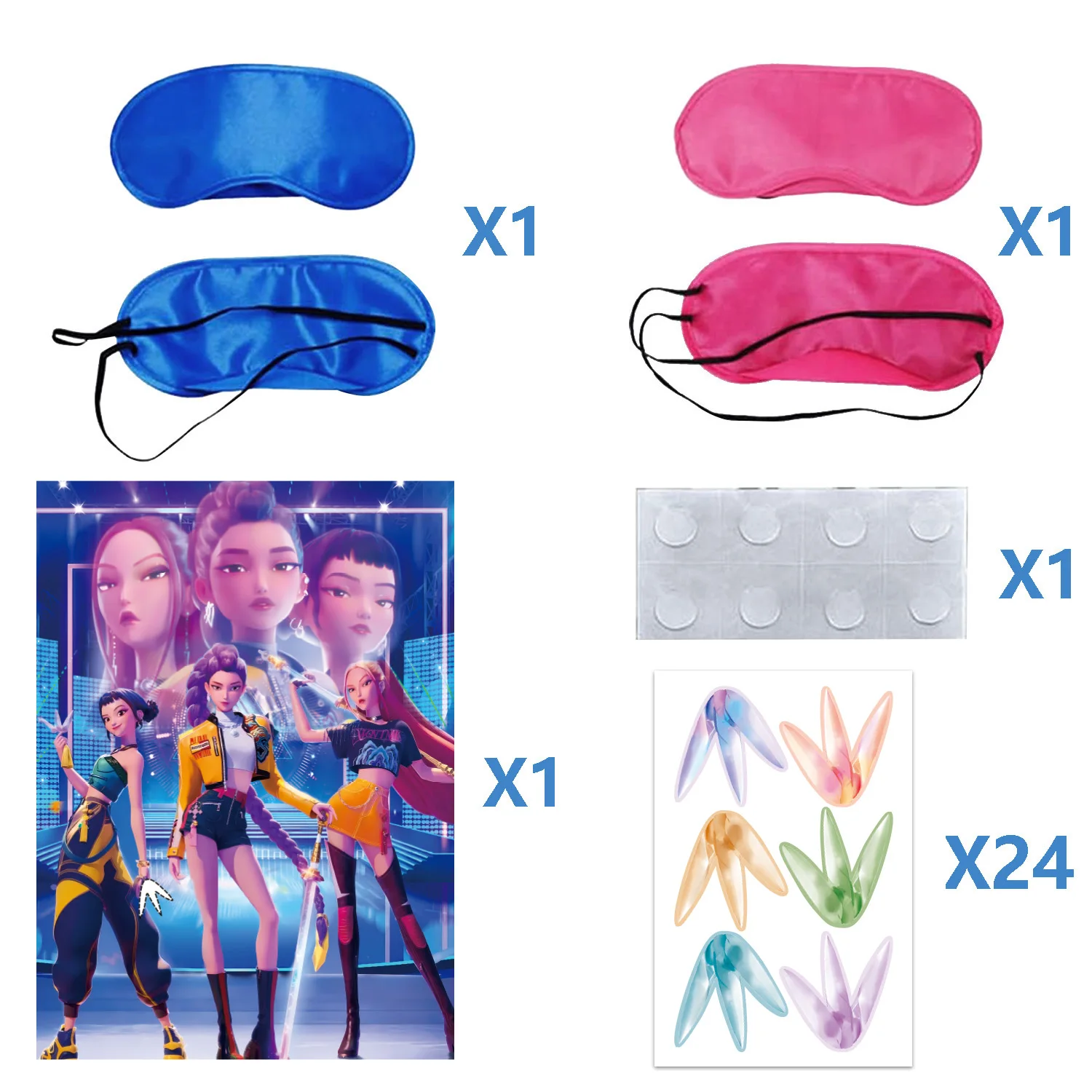 ملصق قناع عين لحفلات أعياد الميلاد من k Pop Demon Hunters، لعبة لمس الأنف معصوب العينين للأولاد أو الفتيات، مستلزمات استحمام الطفل #2